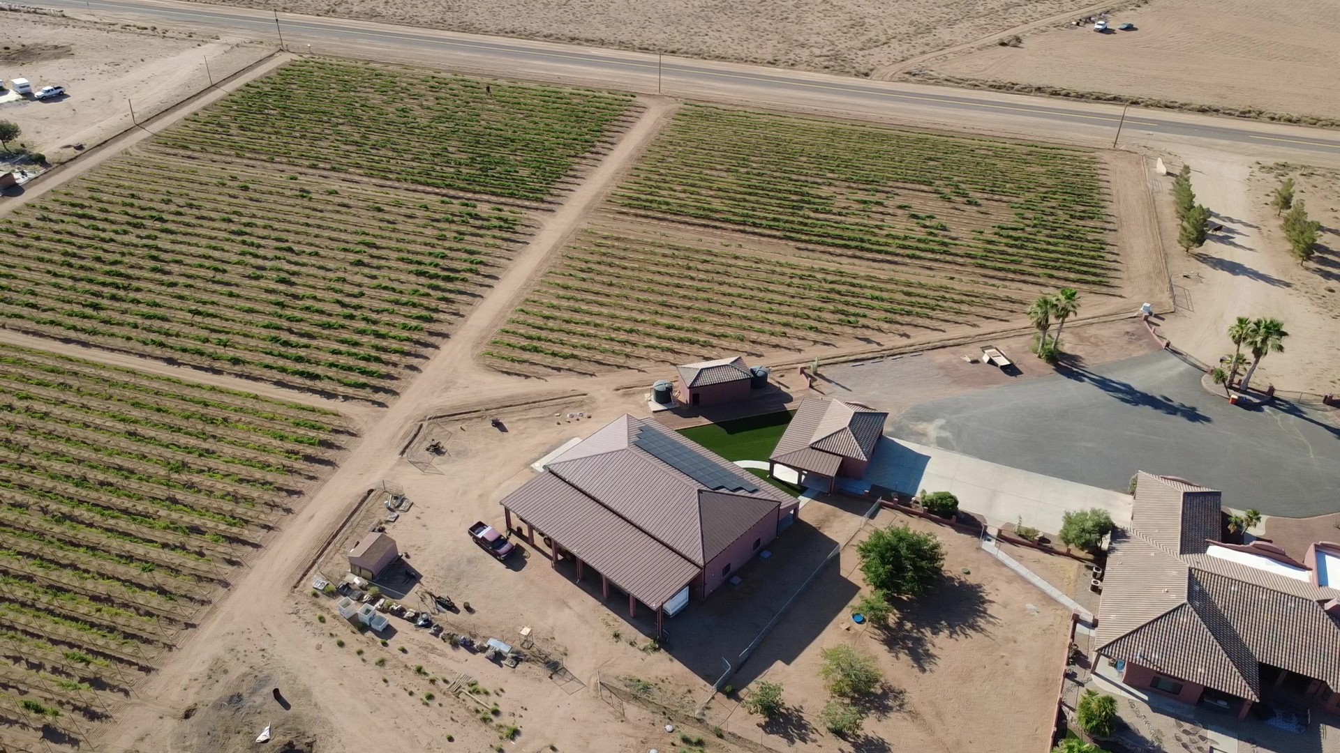 Overhead: the blocks, winery, and residence