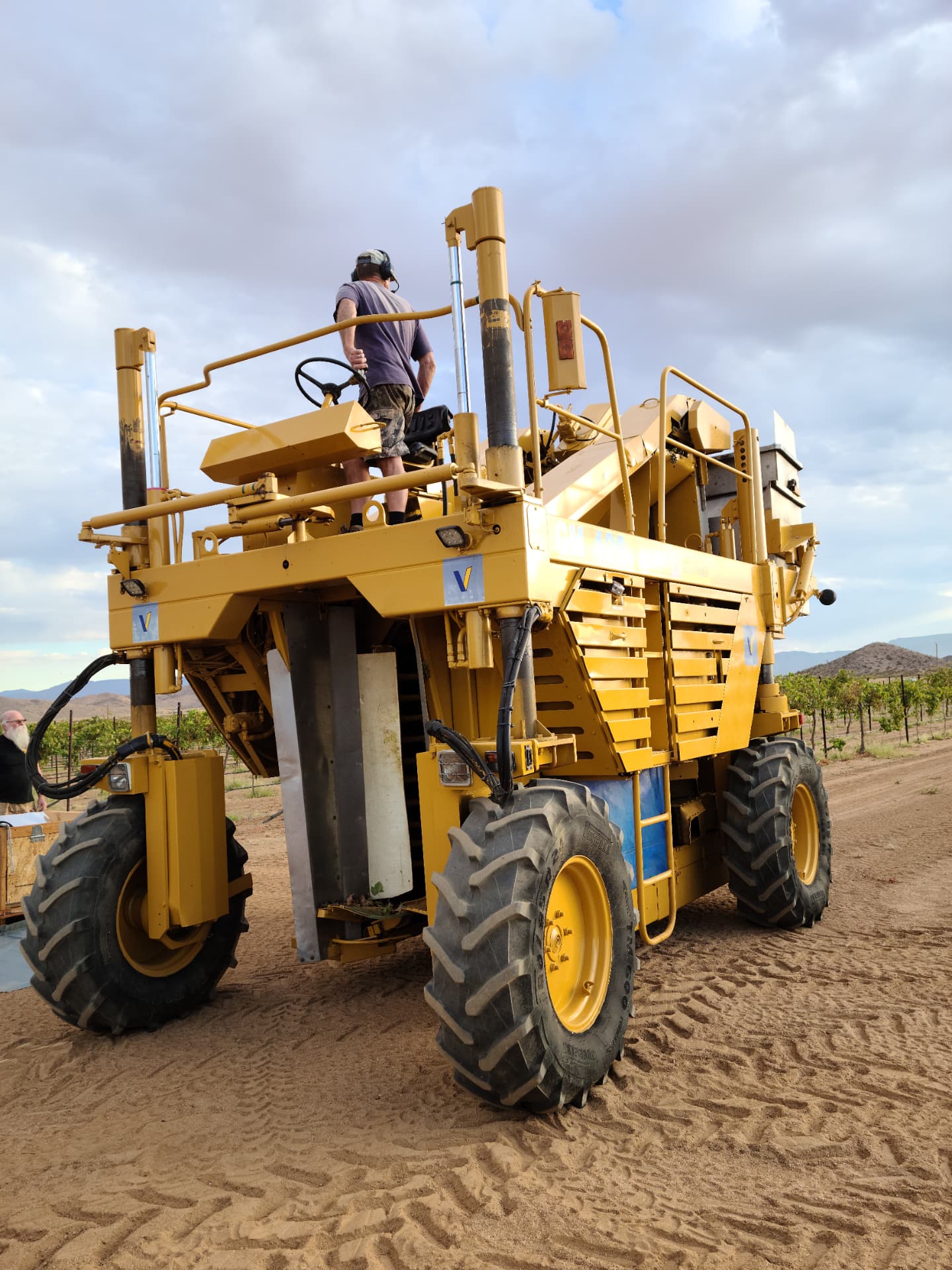 Harvesting under a high desert sky