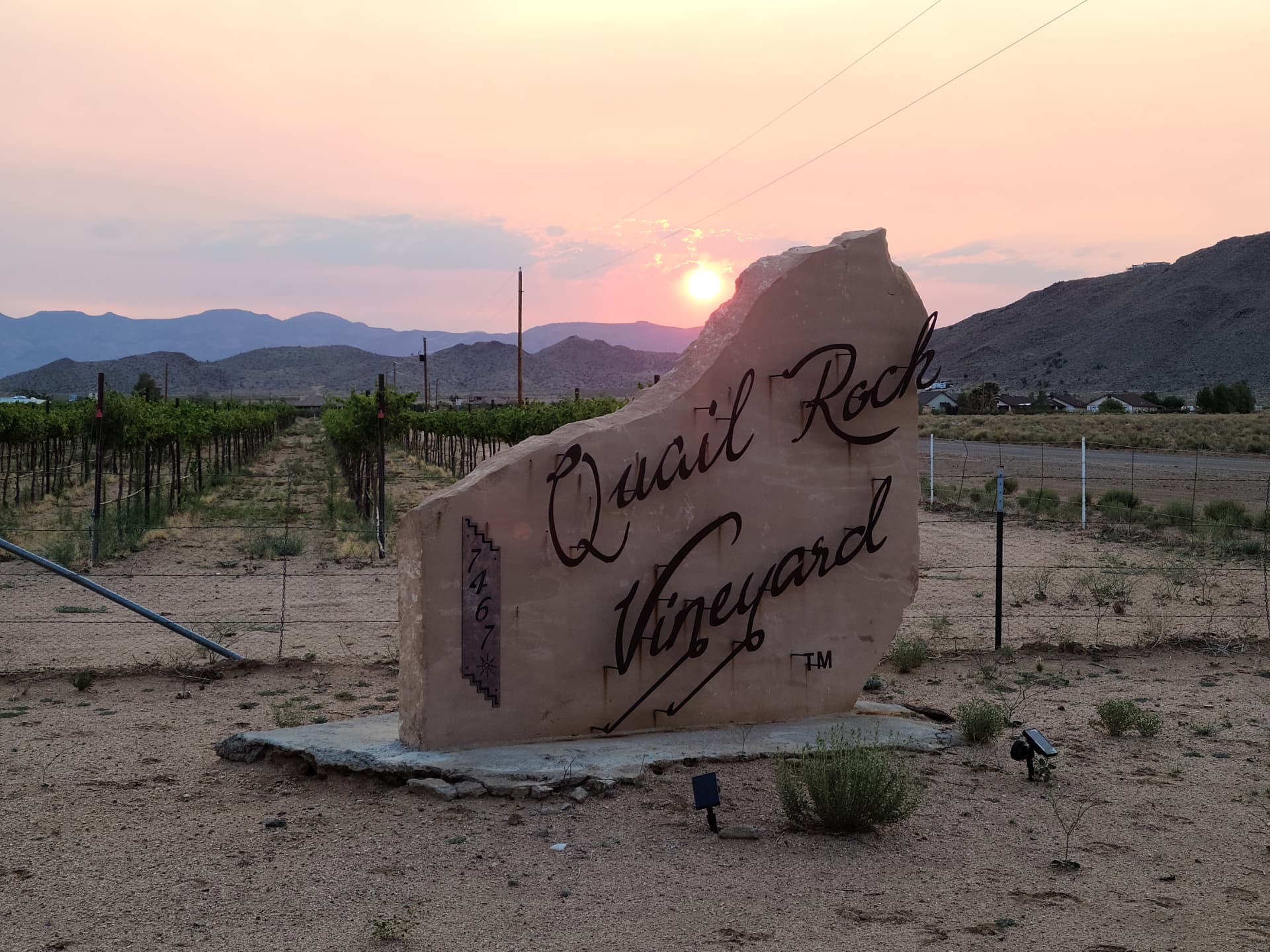 The Quail Rock entrance stone at sunrise
